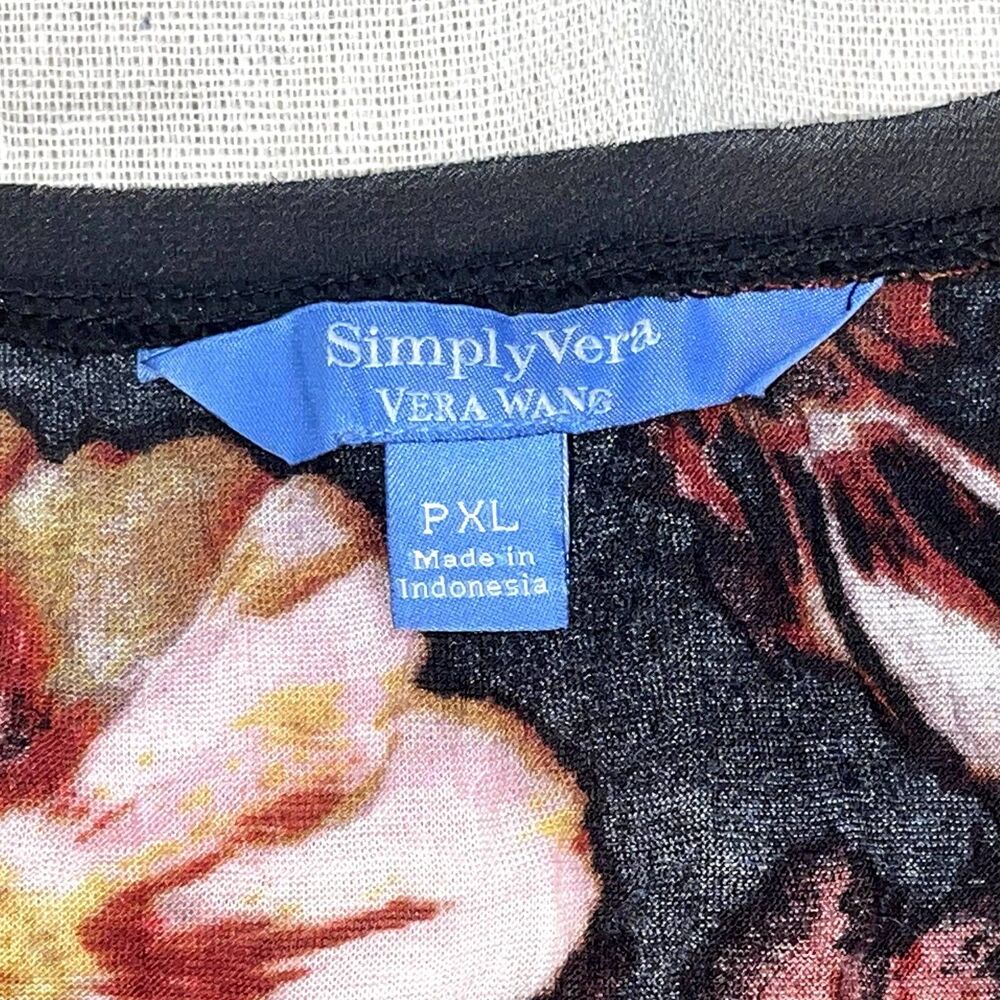 Simply Vera Vera Wang | Crinkle Watercolor Floral Long Sleeve Top | PXL - Picture 5 of 9